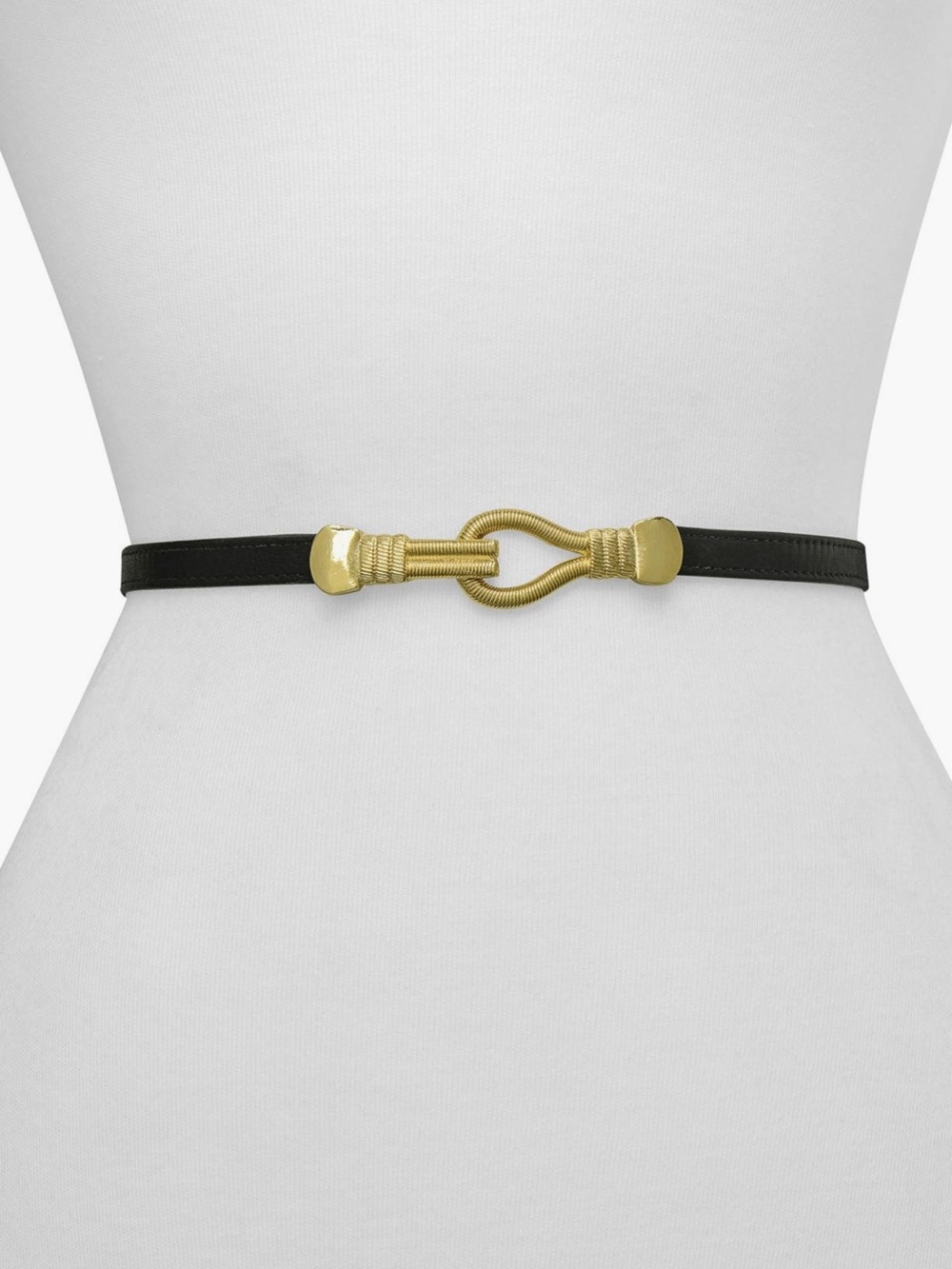 Raina Sara Hook Belt Black Gold Hook Closure Leather / One Size